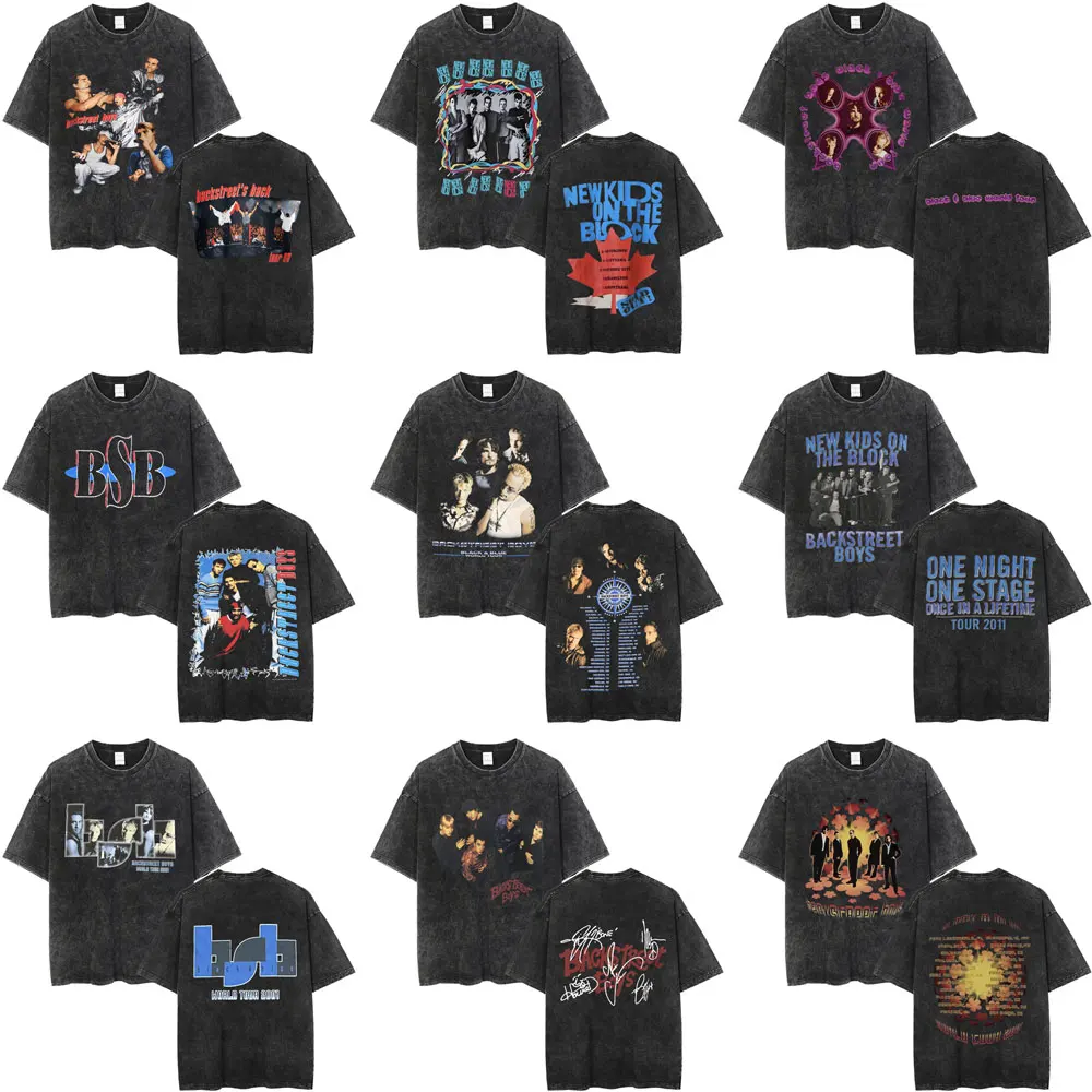 

Washed Vintage Backstreet Boys Graphic T-shirt Men Women Clothing Hip Hop Fashion Oversized T Shirt Male Gothic Rock Streetwear