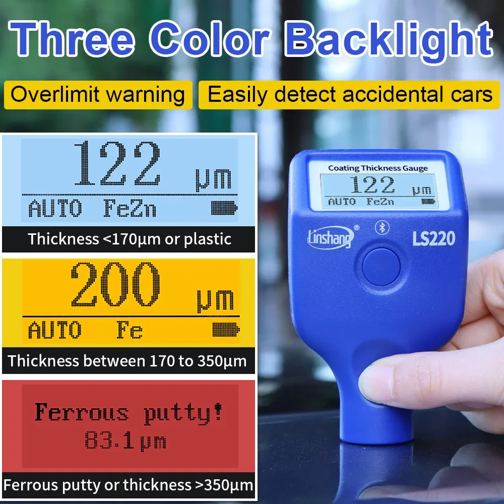 Factory Wholesale LS220 Digital Car Paint Inspection Device Coating Thickness Detector Car Tester Paint Thickness Gauge