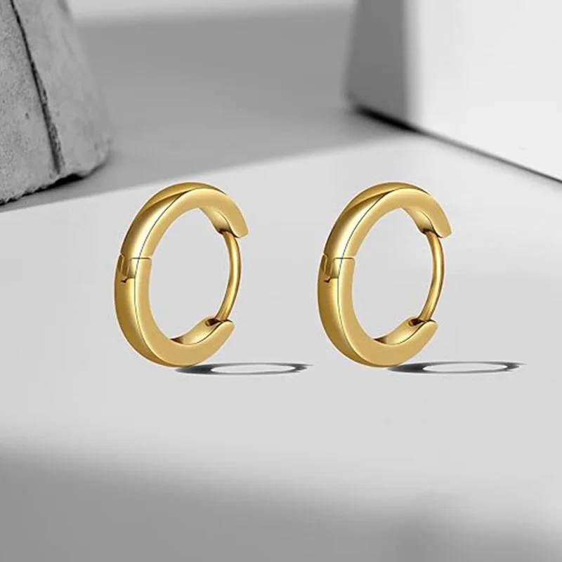 3 Paar Creolen aus 925er-Sterlingsilber, 14 Karat Weißgold vergoldet, kleine silberne Creolen, Knorpel-Huggie-Ohrringe für Damen und Herren – Detail 5