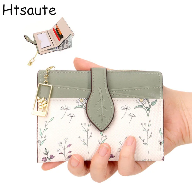 

High-Quality Women Wallets Short Card Clips Brand Printed Bag Female Coin Purses Photo Holder Zipper Women Card Holder