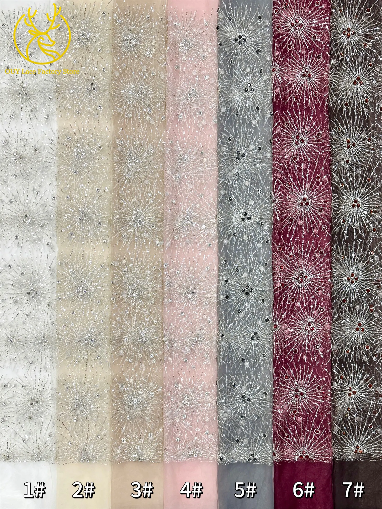 Neues Design Französische Edelstein-Spitzenstoffe 5 Meter Nigerianische Perlen-Pailletten-Spitze Afrikanischer Spitzenstoff für Hochzeitskleider – Detail 26