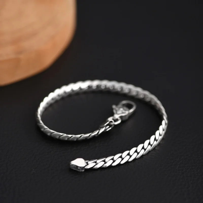 

Браслеты-подвески из стерлингового серебра 925 пробы для женщин и мужчин, новая мода, гладкая плоская 5 мм, змеиная цепочка, ваджрский пестик, ювелирные изделия, оптовая продажа