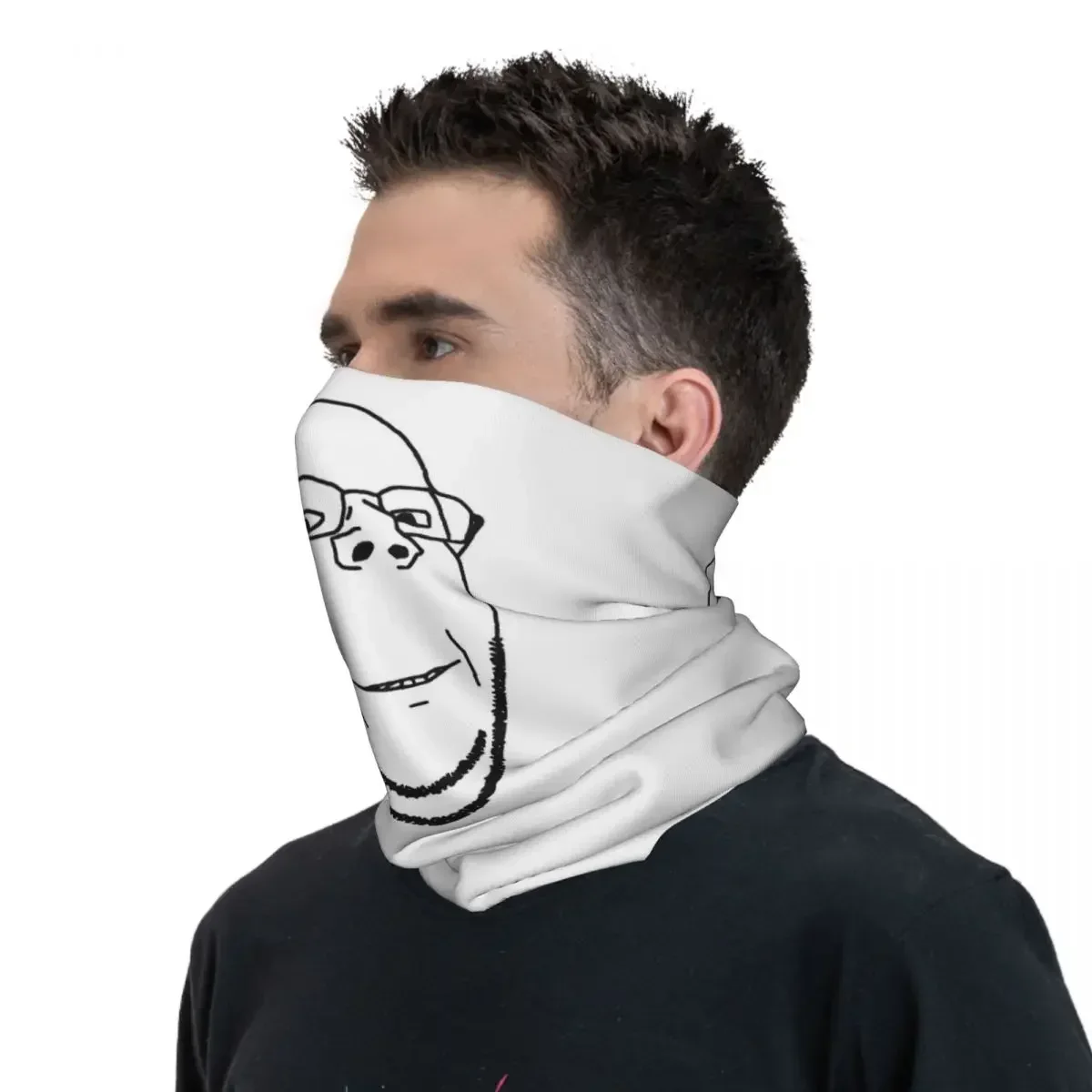 Smiling Wholesome Wojak Soyjak Bandana Neck Gaiter Printed Wrap Mask Scarf Multi-use Cycling Scarf Sports For Men Women Adult