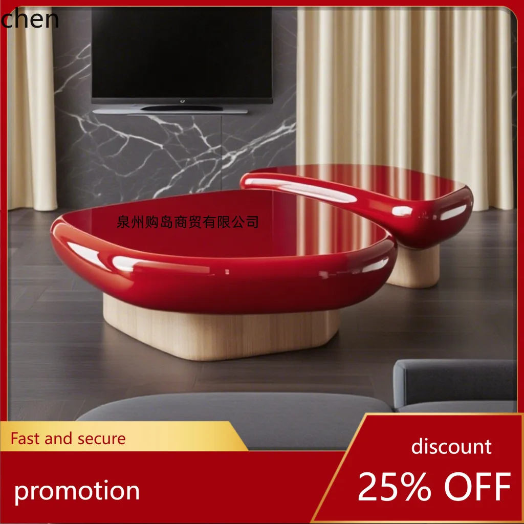 

HT New Product Lacquered Living Room Coffee Solid Wood Artistic Combination Simple Modern Small Apartment Tea Table Sofa Table