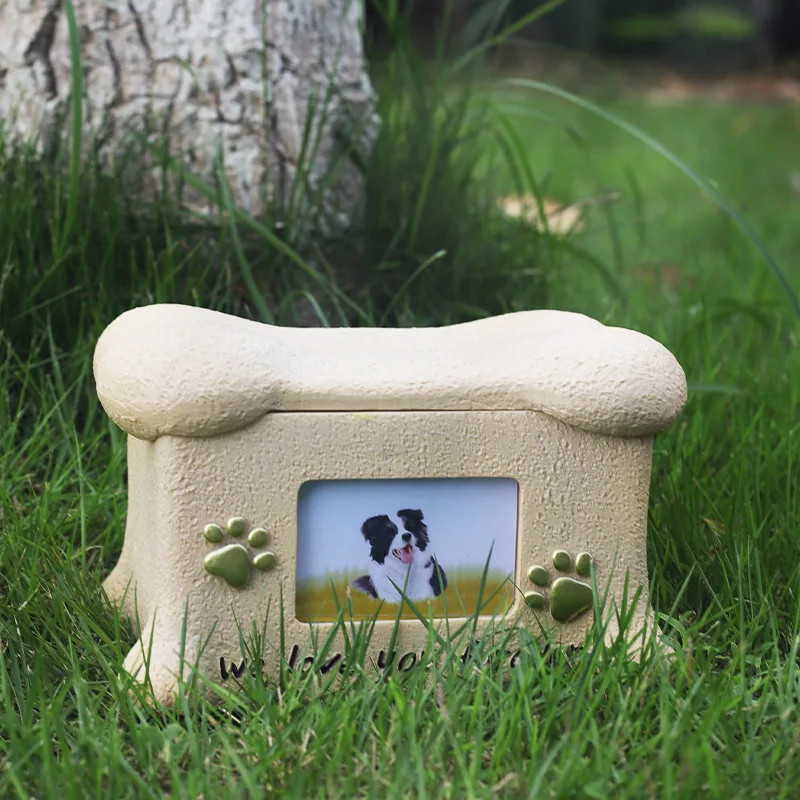 

Dog Cat Ash Box Resin Dog Cat Angel Love Commemorative Box with Photo Frame Funeral and Sacrificial Supplies