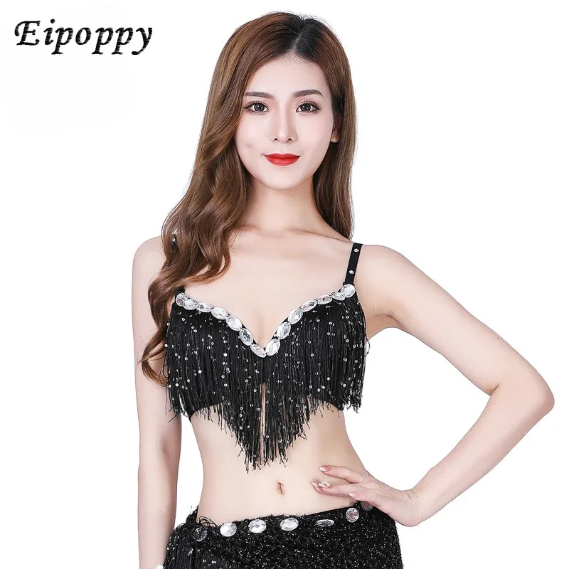 Performance Wear Performance Top Belly Dance Gathering Bra Stage Sequin Bead Tassel Clothing