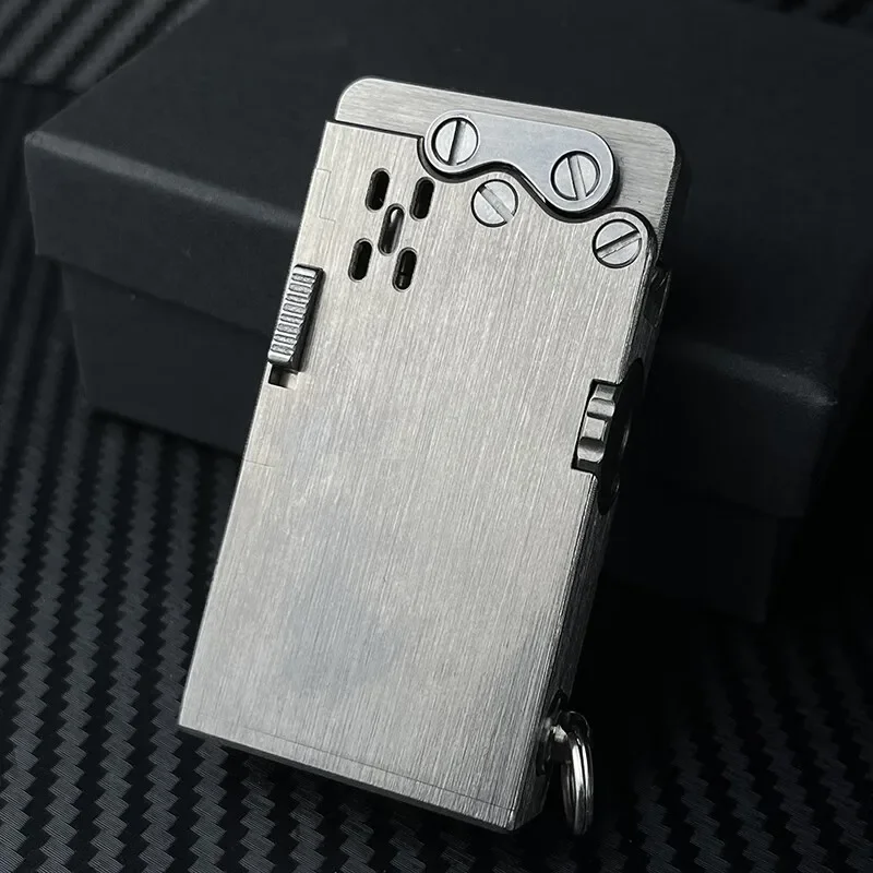 Handmade Titanium Metal Mechanical Fuel Gasoline Antique Pipe Arm Lighter 75g