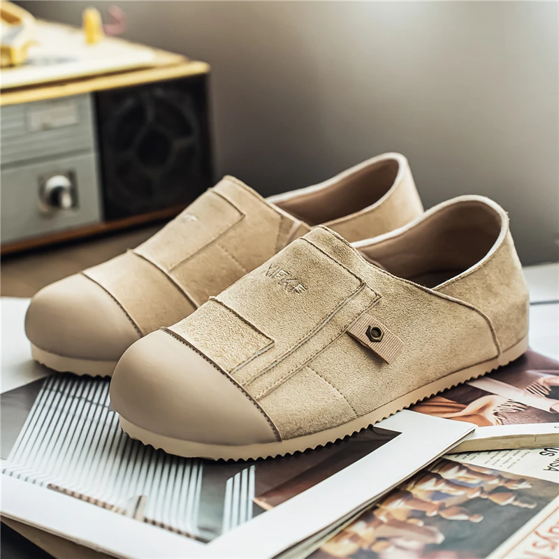 

Man Loafers Outdoor Walking Fashion Mens Casual Shoes Soft Leather Comfort Half Slippers Breathable Lazy Driving Shoes Moccasins