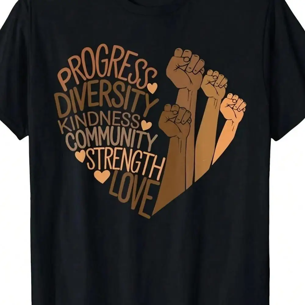 Black African Women Black History Fist Diversity Equality Black Cotton T-Shirt Unisex Summer Short Sleeve Printed T-Shirt Pure Cotton 220g Stylis
