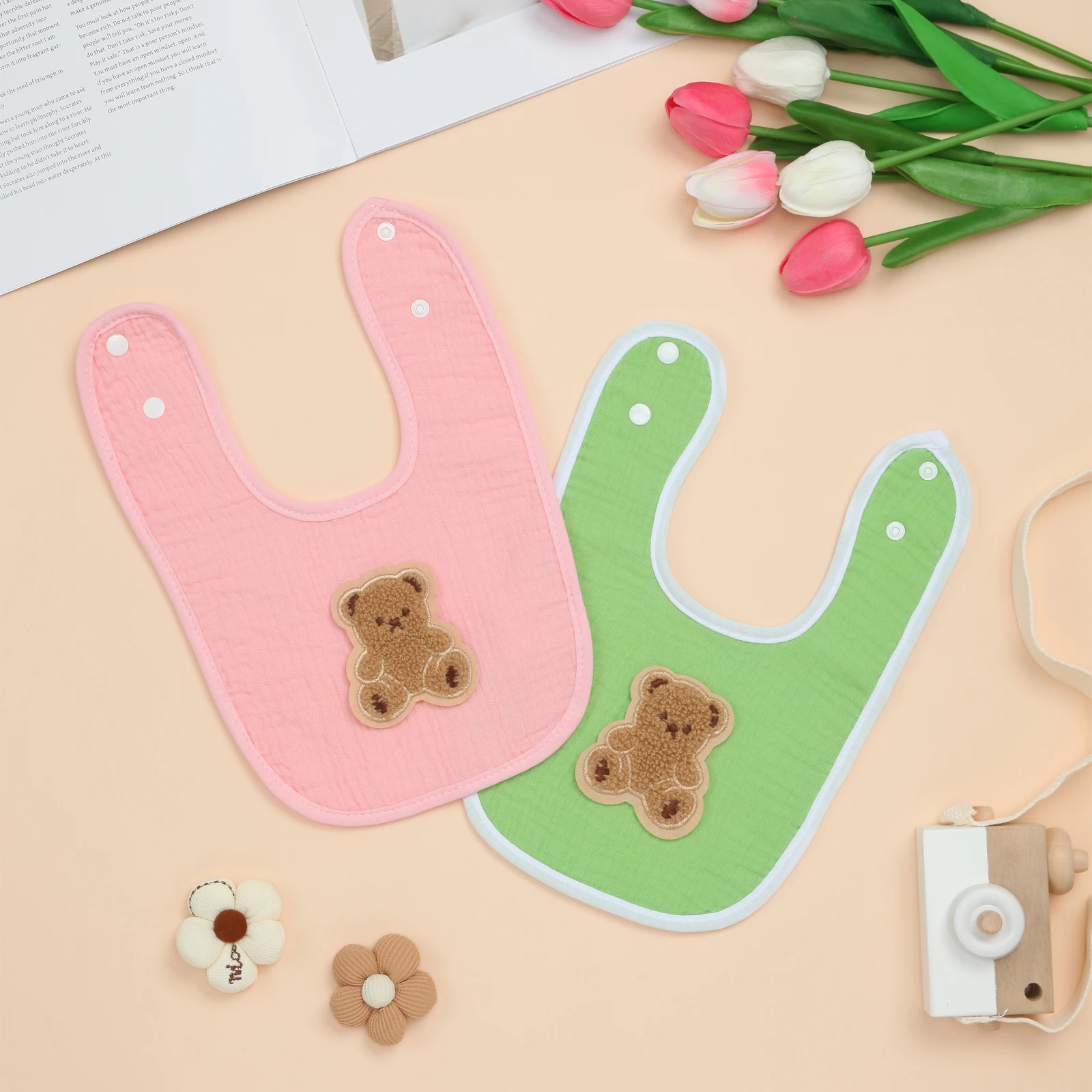 

Cute Baby Bibs 2 Pack Baby Bandana Drool Bibs Cotton for Unisex Boys and Girls, Soft Absorbent Set for Teething and Drooling