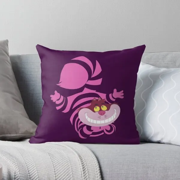 De Su Art Cheshire The Cat  Printing Throw Pillow Cover Square Cushion Car Decorative Office Case Pillows not include One Side