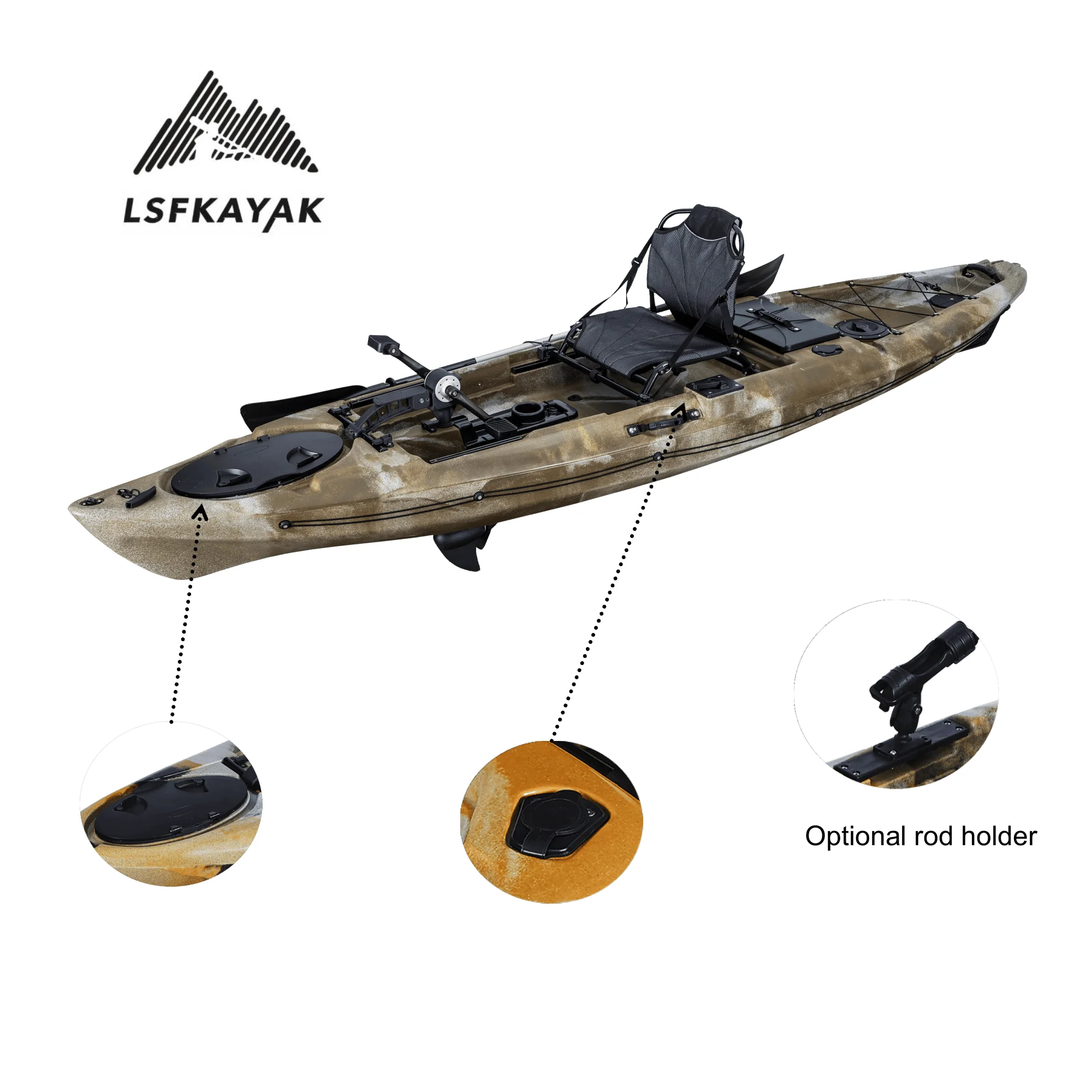Mirage Propel 12ft Stable Pedal Drive Fishing Kayak HDPE Single Kayak With Propeller Drive For Ocean Fishing 160kg Capacity