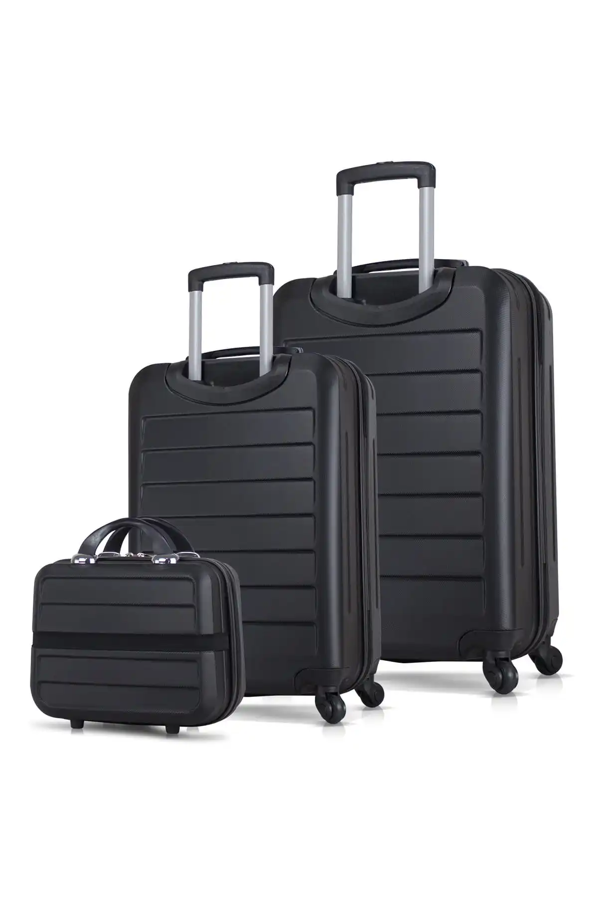 Black Unisex 3-Piece Suitcase Set -Cabin - Medium - Makeup89