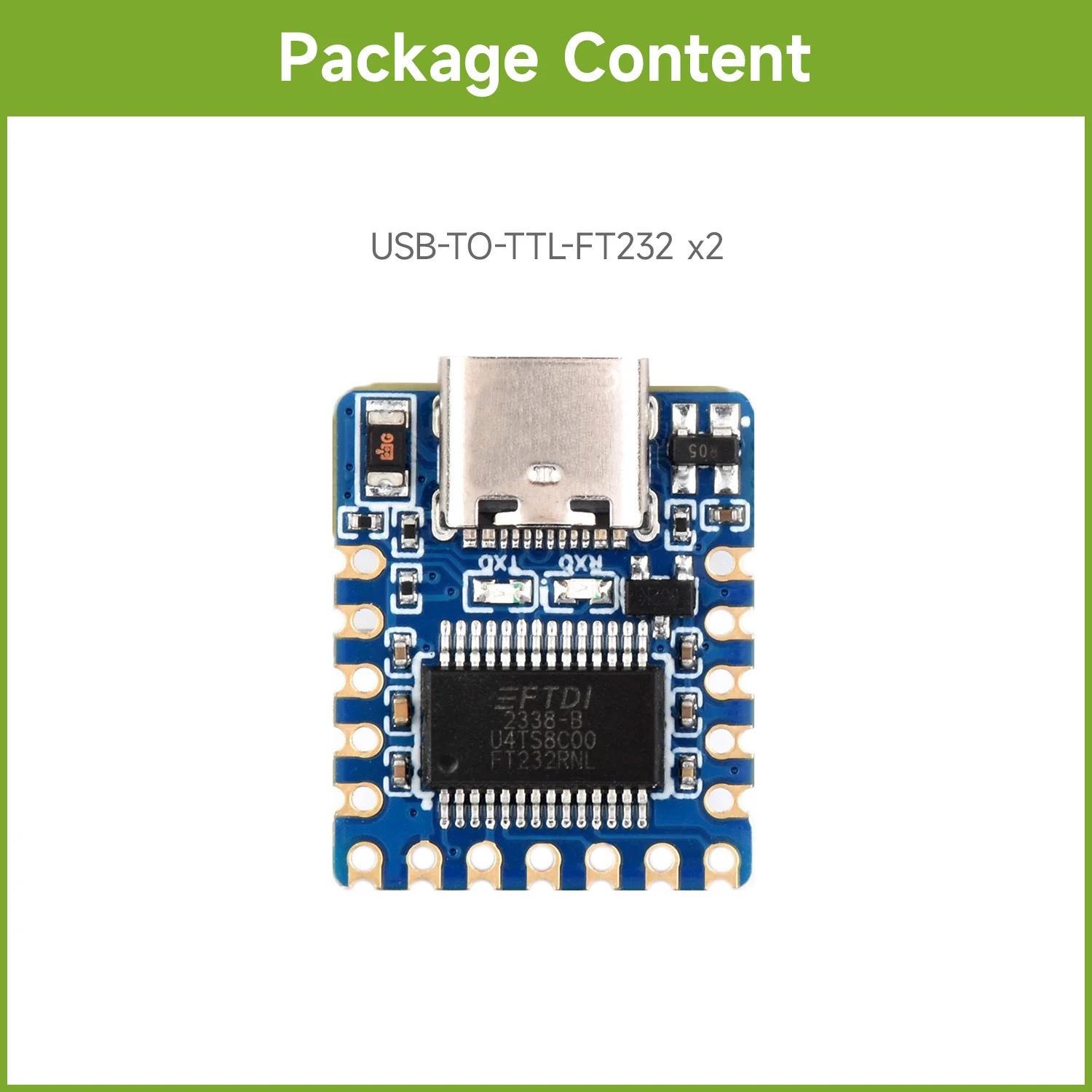 

2pcs/lot Waveshare USB To UART (TTL) Mini Communication Module, Compact Size, Over-current/Over-voltage Protection