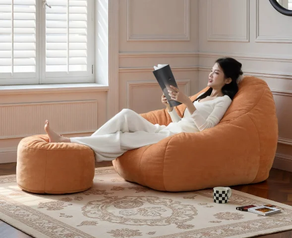 Comfortable bean bag sofa with back support plush floor sofa