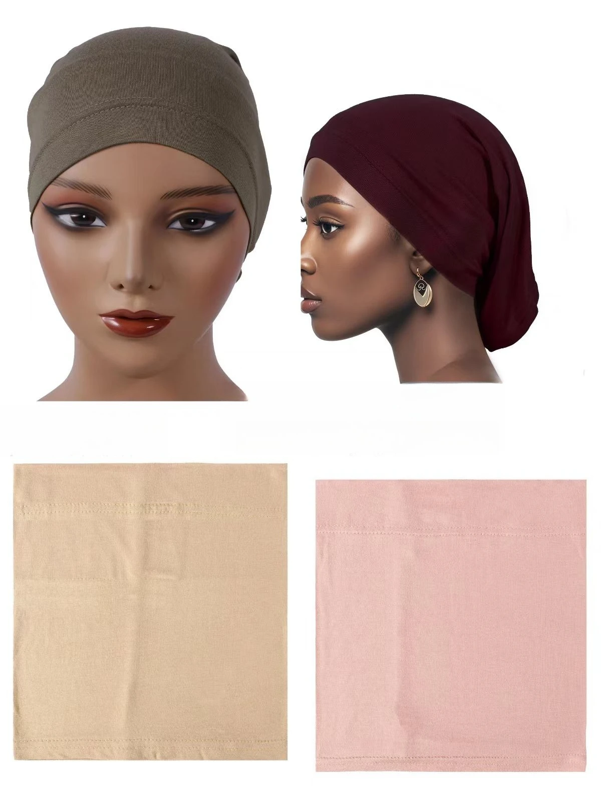 

2026 Hat Hijabs Women Head Wear Bath Wrap Soft Modal African Inner Hijab Cap Solid Color Navy White Brand Bonnet for All Size