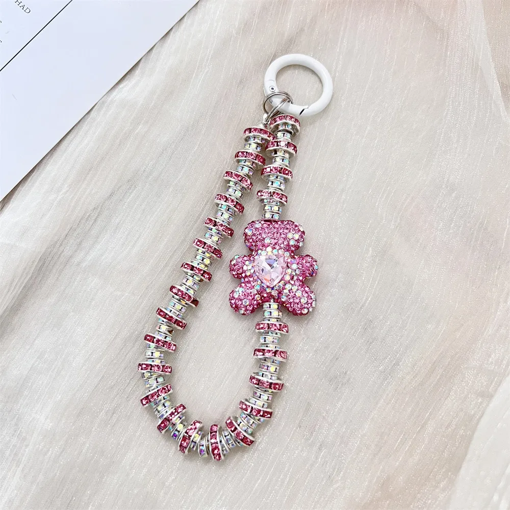Rhinestone Bow Wrist Strap Phone Pendant Keychain, Glitter Gift