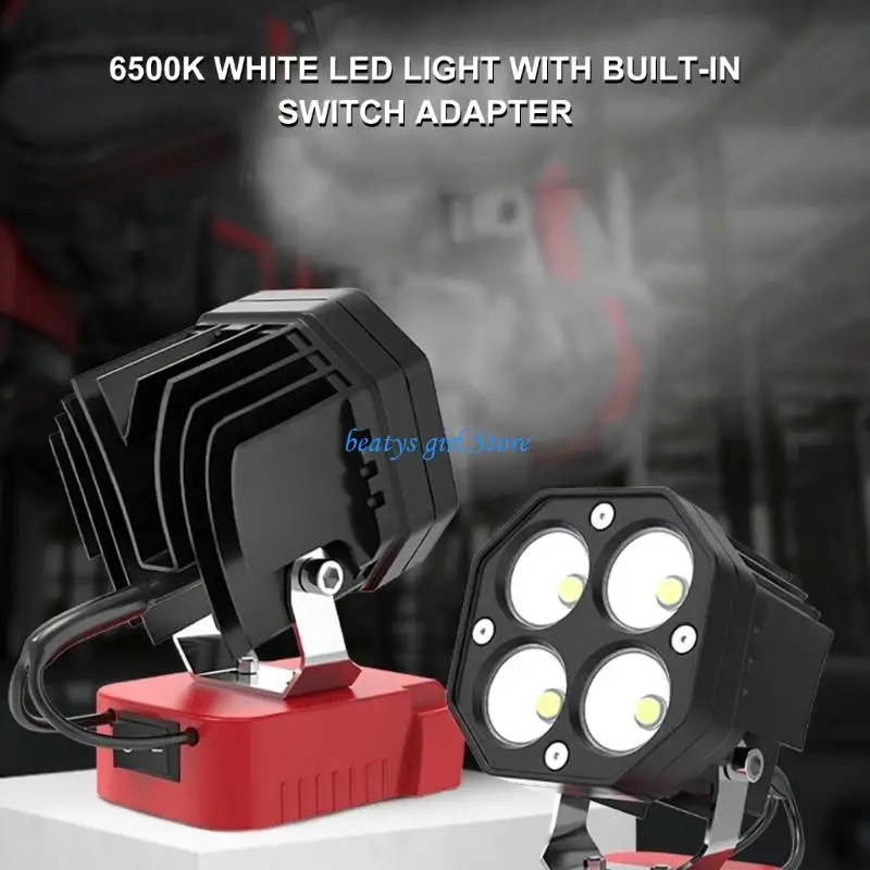 C7AB Compact Task Light for Camping and Jobsites Use, Portable 4 LED Work Lamp with 40W 6000LM 6500K Output and Adjustable Tilts