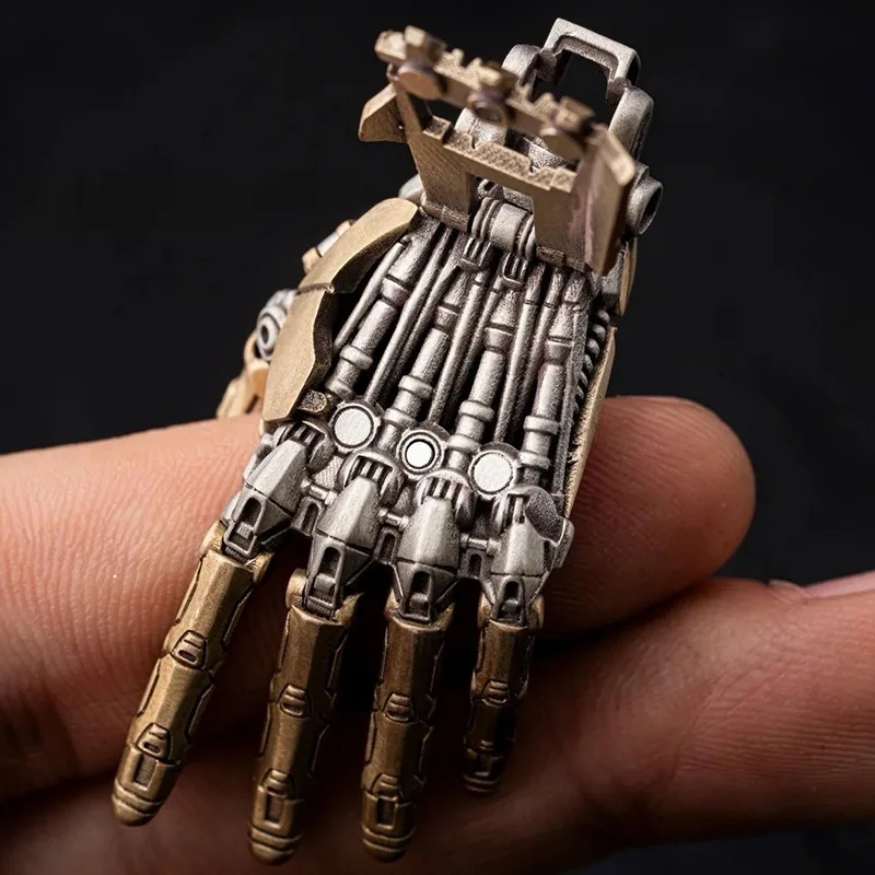 Cyberpunk Mechanical Hand Ornament Mechanica Skeleton L Bionic Hand Joint Movable Model Necklace Pendant Gift