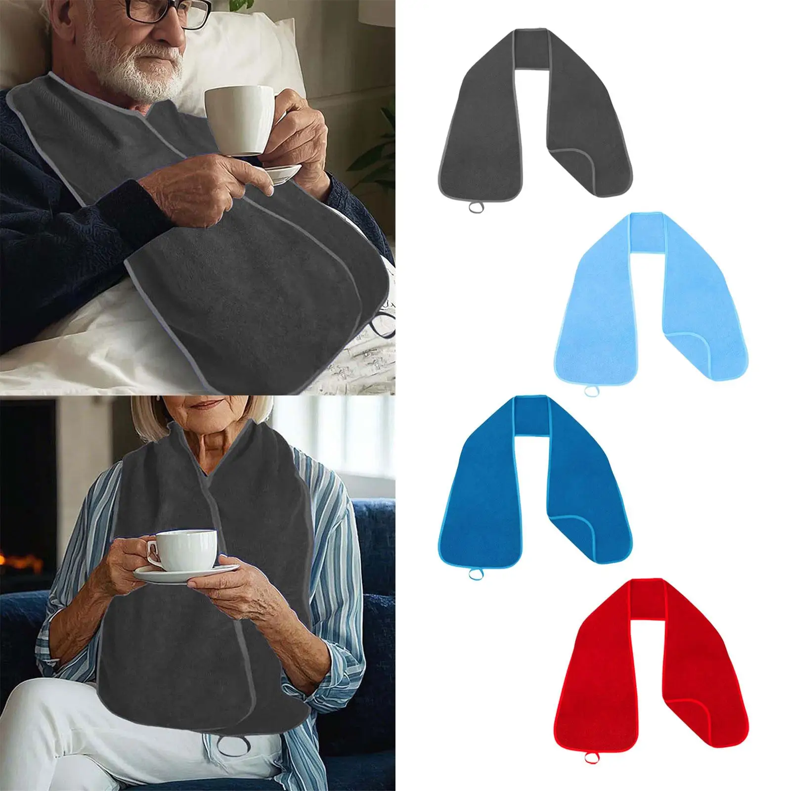 Adult Bib Apron for Seniors Eating Waterproof Clothing Protector Scarf for Men Women Reversible Design Easy Clean Simple