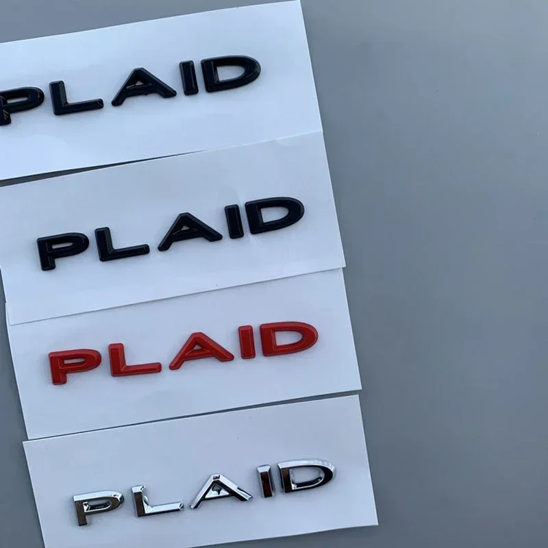 For Tesla Model 3 S X Y Sticker PLAID Car Style Decals ABS Zinc Alloy Plaid Logo Sticker Badge Version Performance Accessories