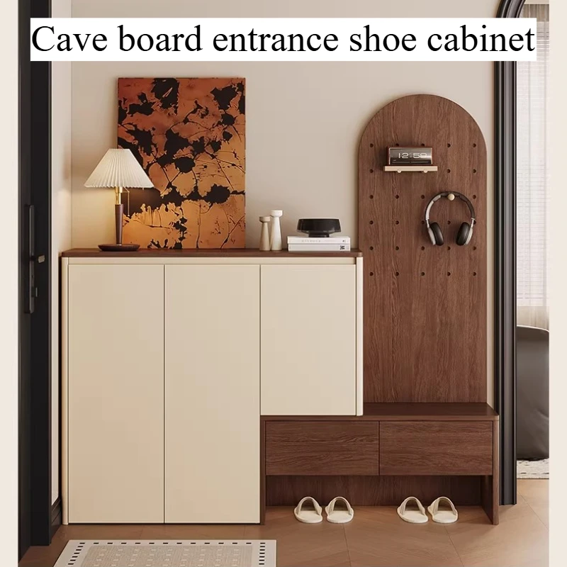 

110cm Door Organizer Shoe Rack Storage Seat Sturdy Wooden Shoe Rack Retro Display Entrance House Vertical Cabinet Furniture