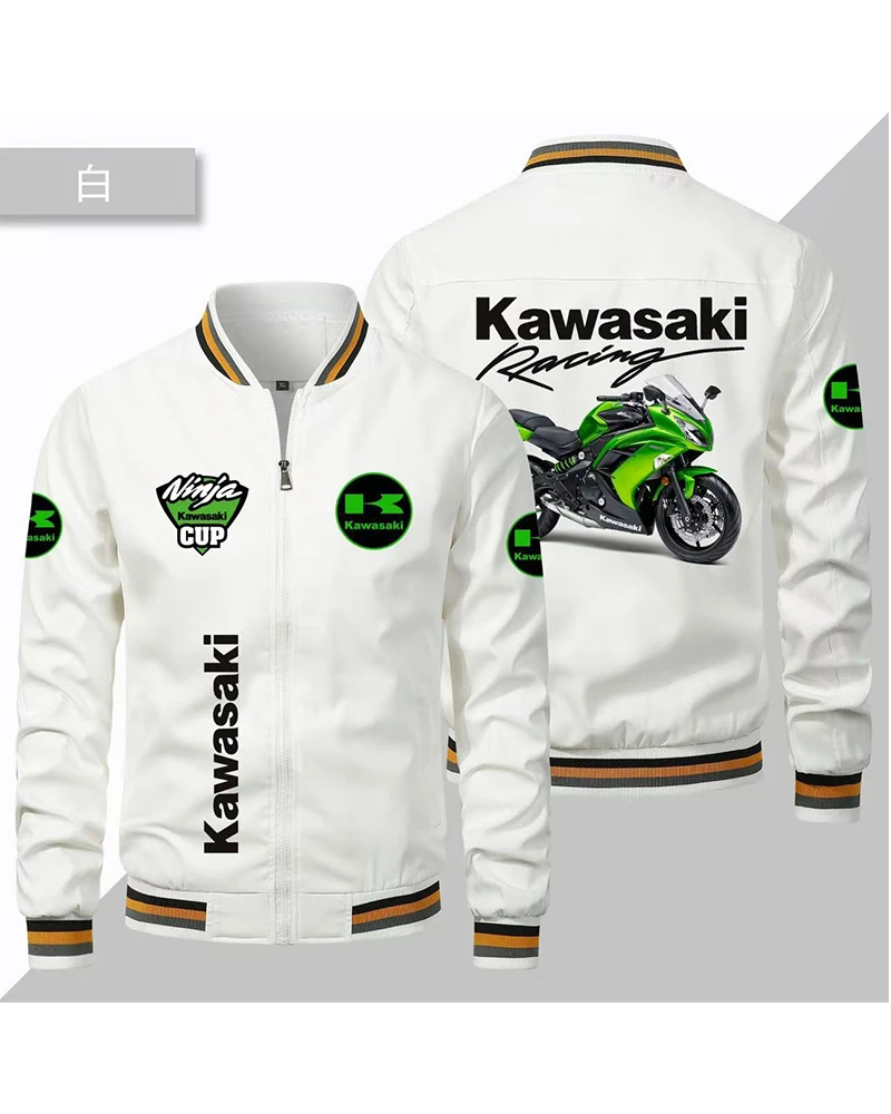 

Spring and Autumn Cross border Foreign Trade Men's New Kawasaki Motorcycle Cardigan Jacket, Casual Coach Jacket, Motorcycle Off