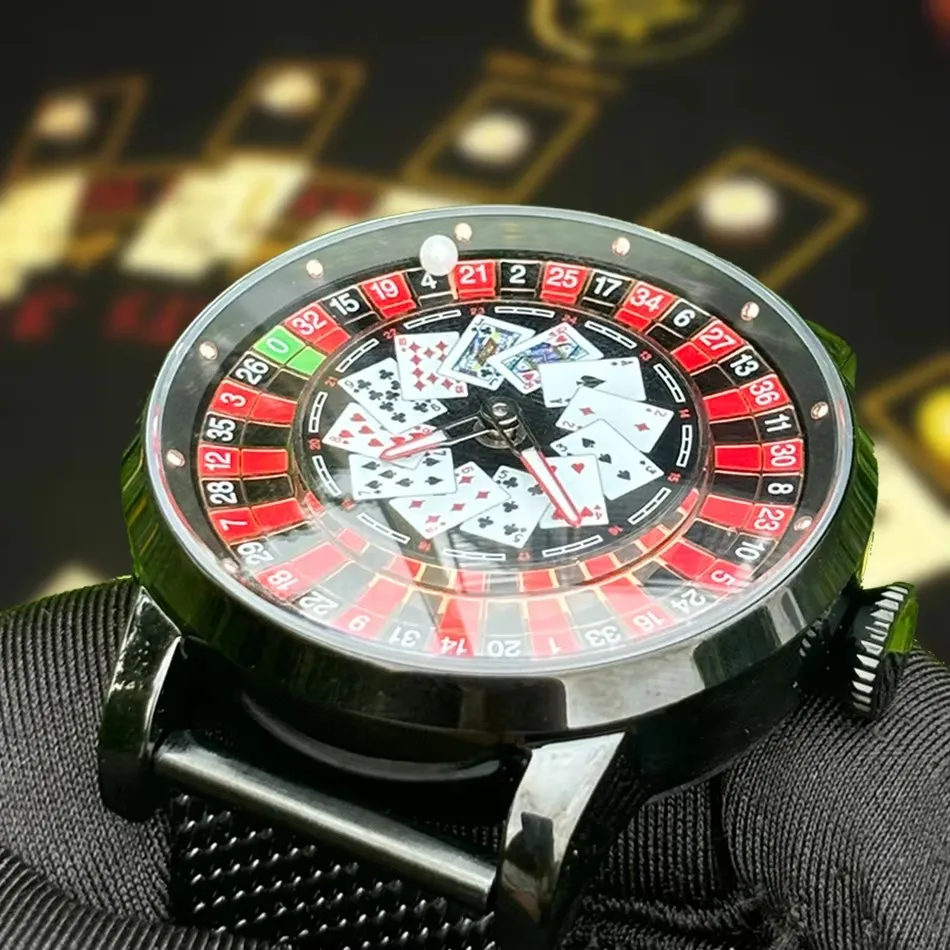 Richard New Mechanical Watch NH36 Sapphire Glass Rotating Dial Las Vegas Roulette Desktop Theme Automatic Watch Men Texas Holdem