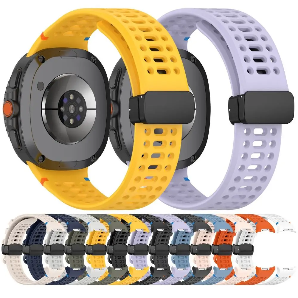 

Silicone Watch Strap Replacement Magnetic Foldable Buckle Watchband Breathable Bracelet for Galaxy Watch 8/8 Classic