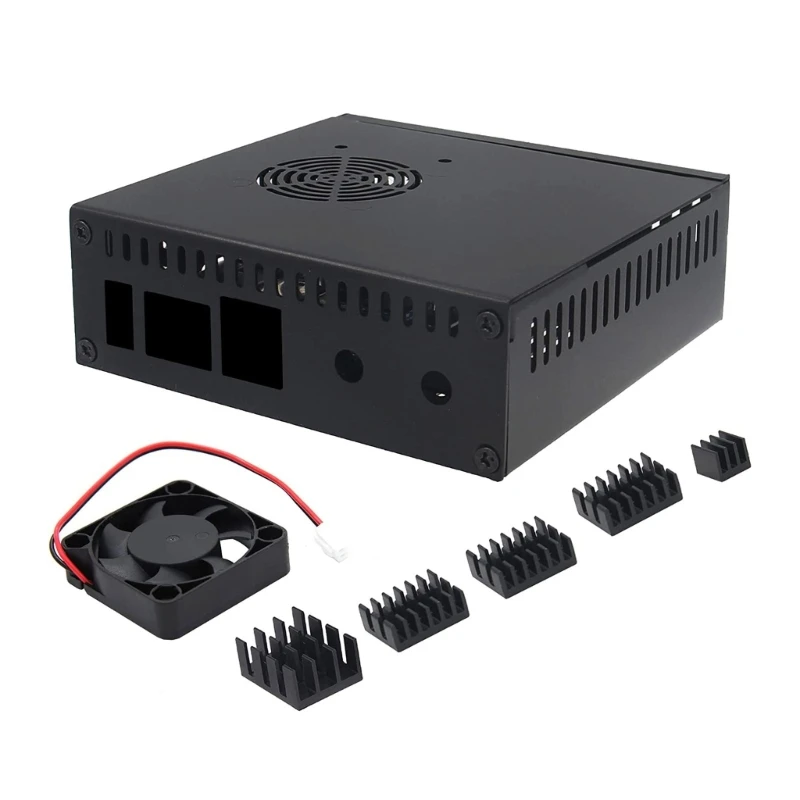 

N506 Metal Case- Box for Orange 5 Cooler Radiator- Box Support NVMe SSD 2280 with 5V Cooling Fan 5 Heatsinks