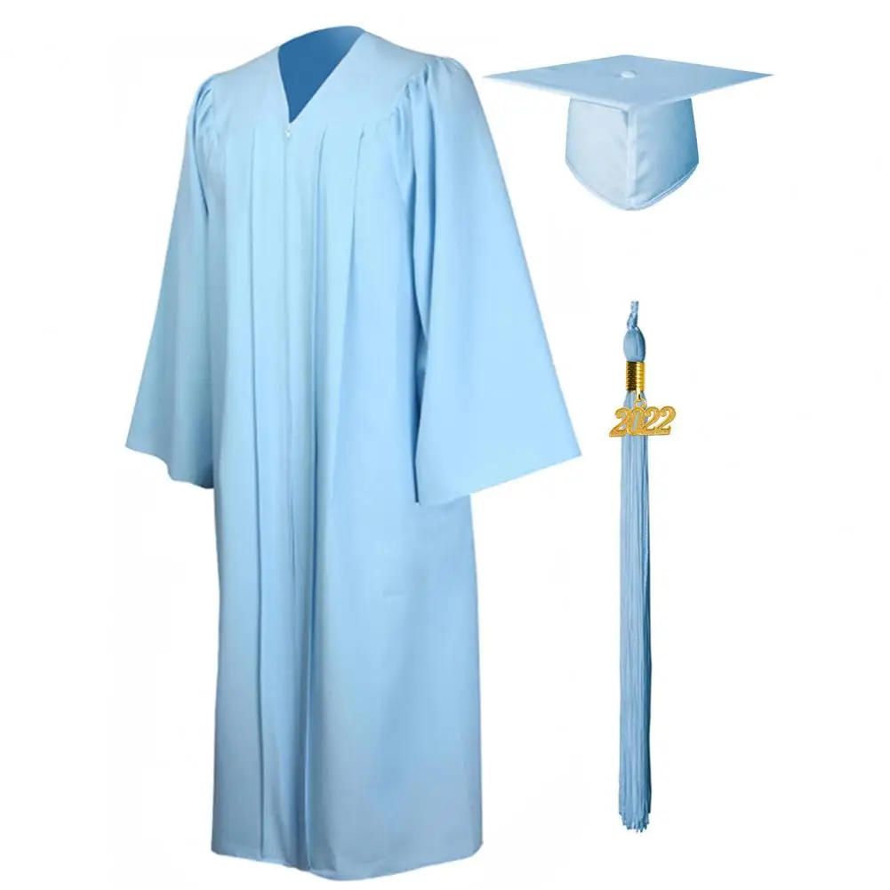 1 Set Unisex Graduation Robe Hat Set Front Zipper Loose Tassel 2024 Year Tag College Bachelor Doctor Master Graduation Ceremony