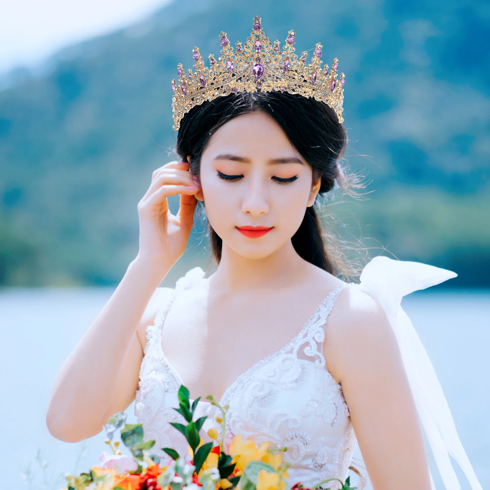 

Crown Hair Accessory Wedding Headpiece Birthday Party Bridal Headb Rhinestone Accessories Women Retro Durability Zinc Crystal