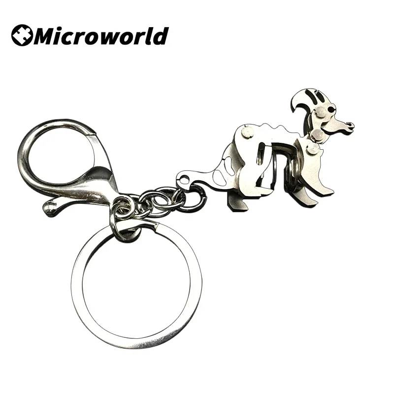 Porte-clés 3D en métal et acier, jeux de Puzzle, adorables modèles d'animaux de compagnie, dinosaures, Mini jouets d'anniversaire, cadeaux