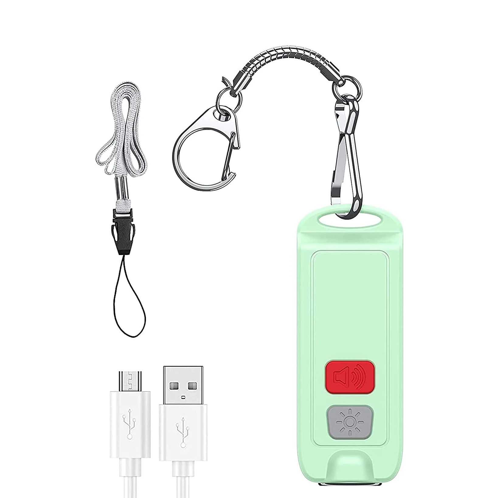 Safe Personal Alarm Rope Alarm Mini Self Defence Keychain 130DB Security Alarms with LED Flashlights for Women (Green)