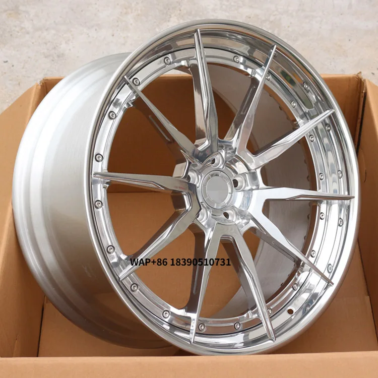 

Double-piece Custom Aluminum Alloy Forged Wheels Concave Design Bright Polished Chrome Aftermarket Spokes-Universal Fitment New