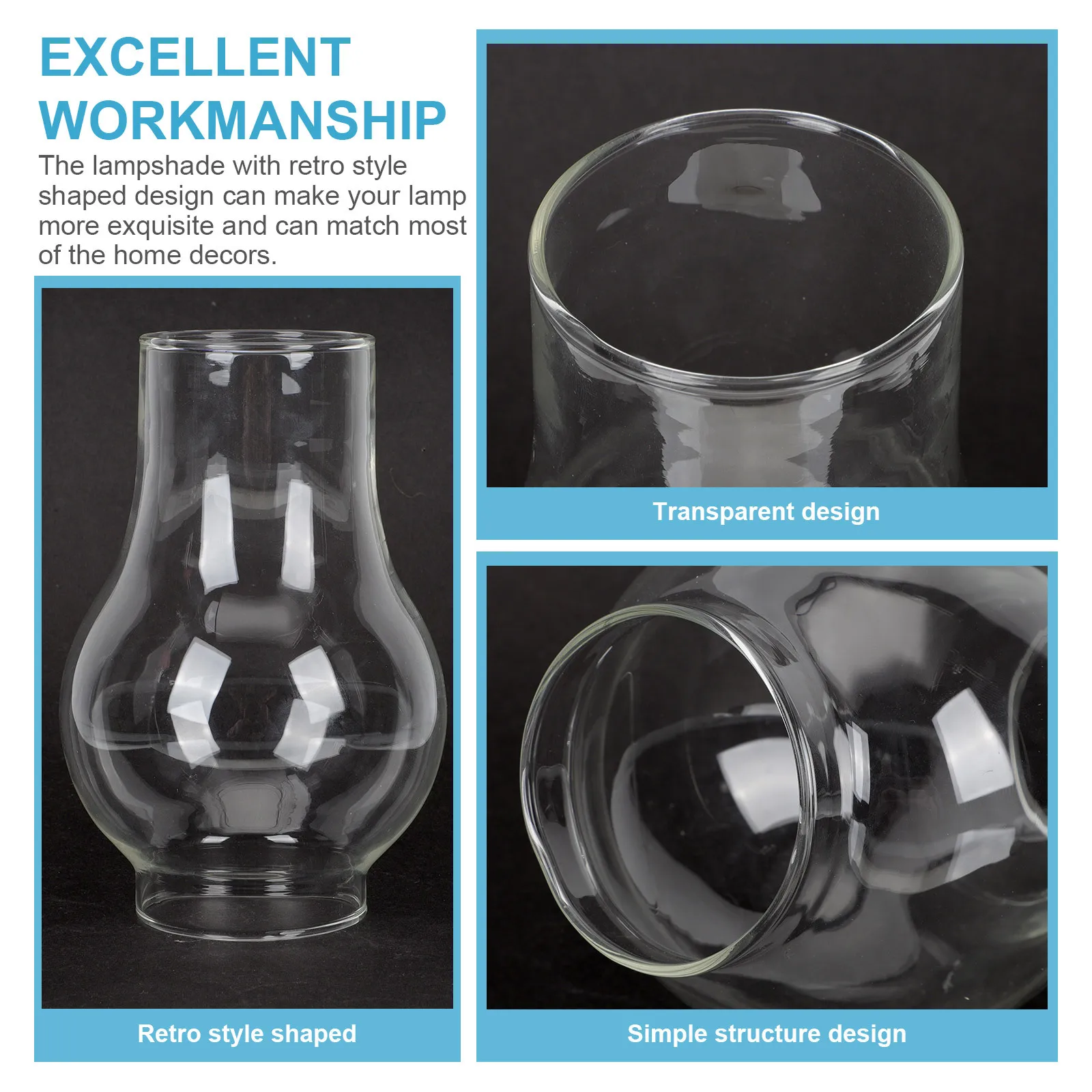 غطاء مصباح زجاجي شفاف بديل لغطاء فانوس مصباح الزيت غطاء خفيف حرفي زجاجي عتيق مصباح جداري رائع #2