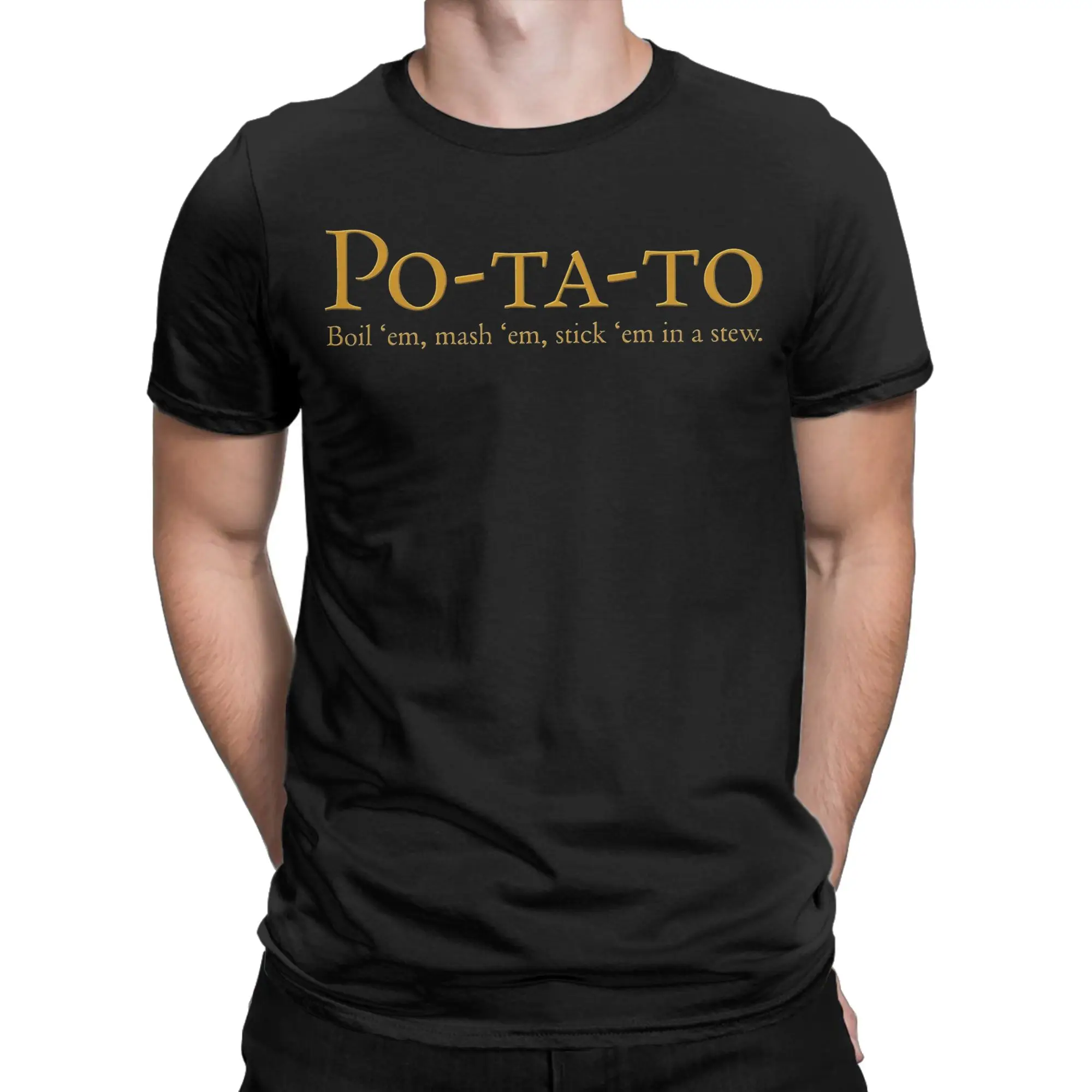 Men's L-Lords Of The R-Rings Taters Potatoes T Shirts  Pure Cotton Tops Short Sleeve Round Collar Tee Shirt Summer T-Shirts