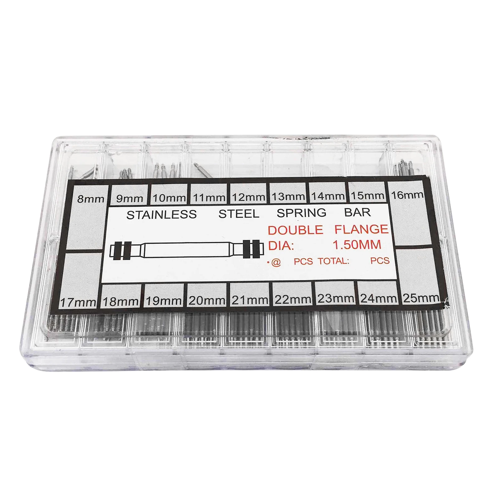 360Pcs Stainless Steel Double Flange Watch Band Spring Bars 8-25mm Watchband Strap Link Pins Repair Tool Watch Repair Parts