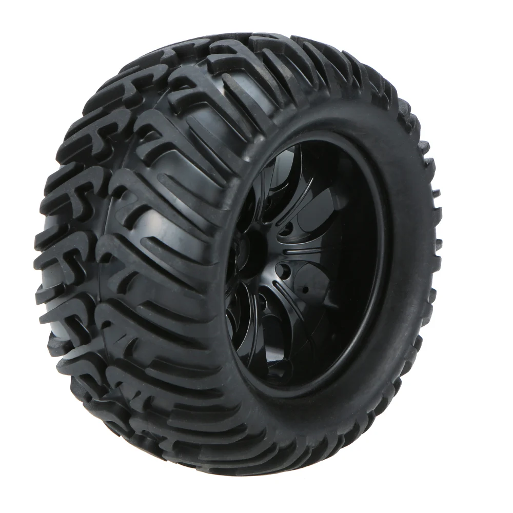

RCXAZ 4pcs RC Bigfoot Tires and Wheel Rim Set Foam Inserts 12mm Hex Hub for 1/10 Scale Off-Road Monster Truck