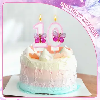 粉紅色蝴蝶 0-9 免費配對組合數字蠟燭生日蠟燭非常適合高端烘焙蛋糕裝飾。 10 最佳銷售 蝴蝶蠟燭 - №3