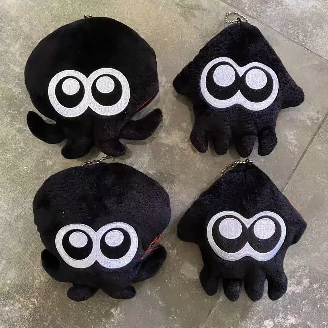 Black Splatoon Squid Lnkling Plush Toy Dolls, 4 Keychain Pendant, Kids Gift