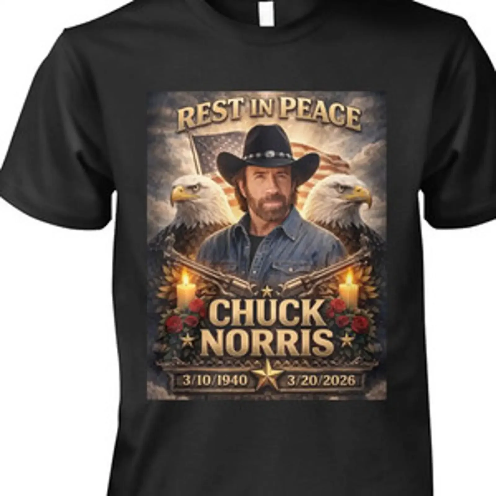 Chuck Norris Rest in Peace Camiseta Negra S a 5XL JN2448 vintage Washed streetwear graphic Top For Everyday Wear Comfortable