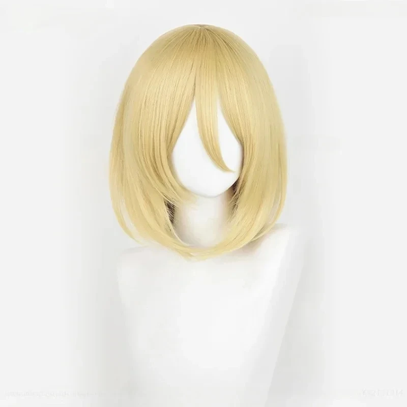 Annie Leonhart Cosplay Wig Female Titan Wig 36cm Long Golden Yellow Wig Heat Resistant Synthetic Hair