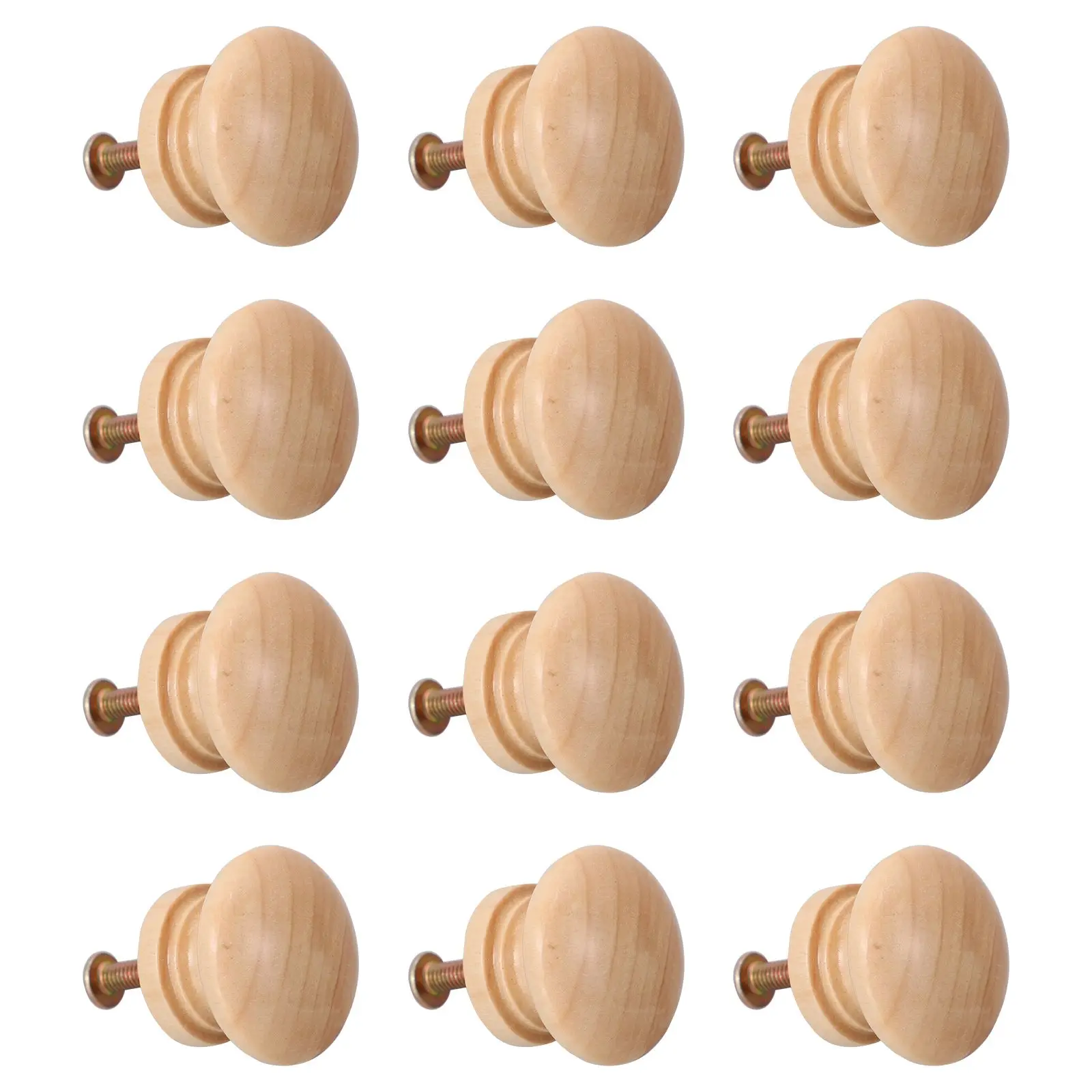 

Solid Wood Handle for Cabinets Drawers Furniture Knobs Pulls Kitchen Door Hardware Replacement 50mm Wooden Handles Cabinet Pulls