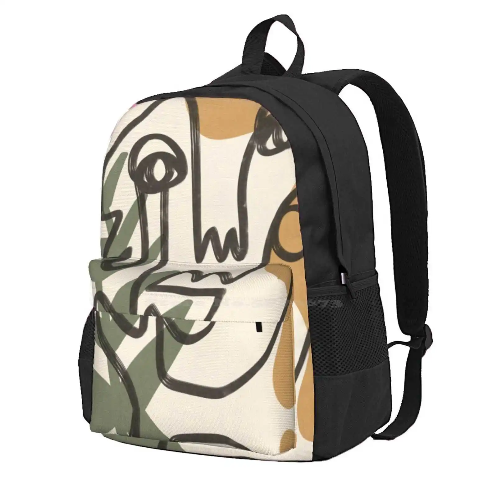 Abstract Faces (#3) Hot Sale Schoolbag Backpack Fashion Bags Emily Zigo Abstract Faces Warm Vsco Minimalist Line Art Lines