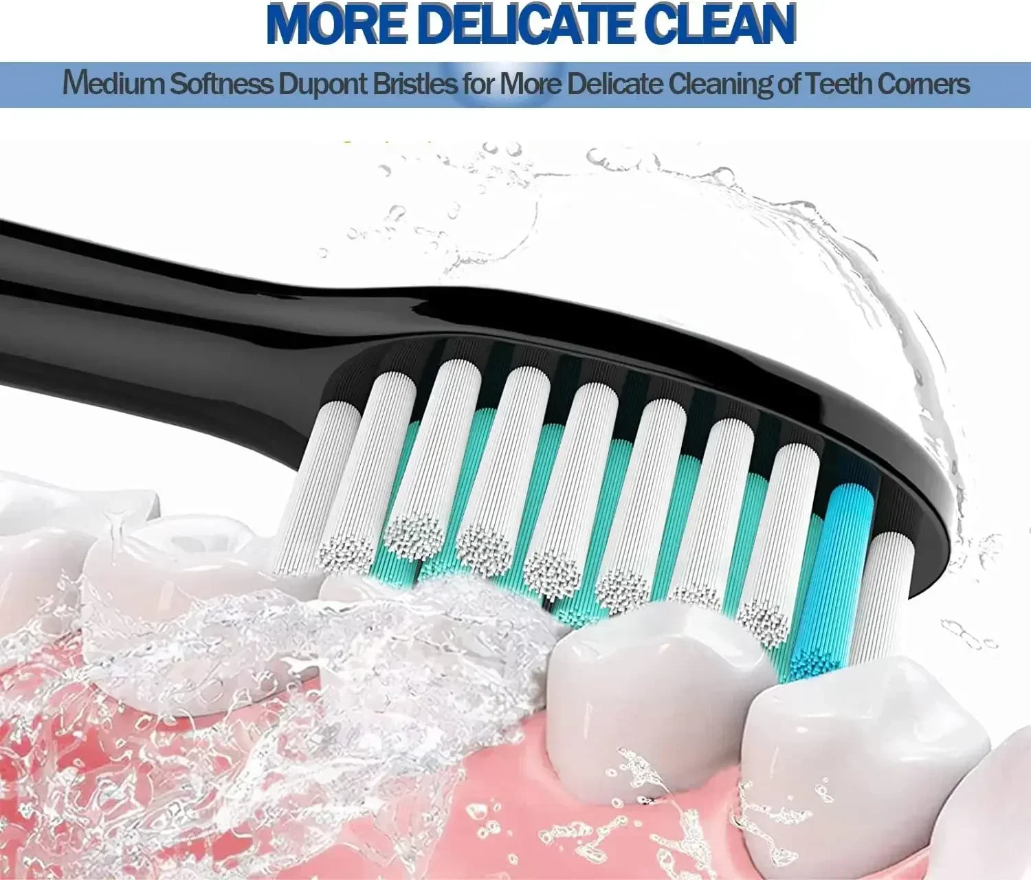 16X Replacement Toothbrush Head Compatible with Philips Sonicare Click-on Toothbrush Handles Dupont Bristles Medium Soft W/Caps