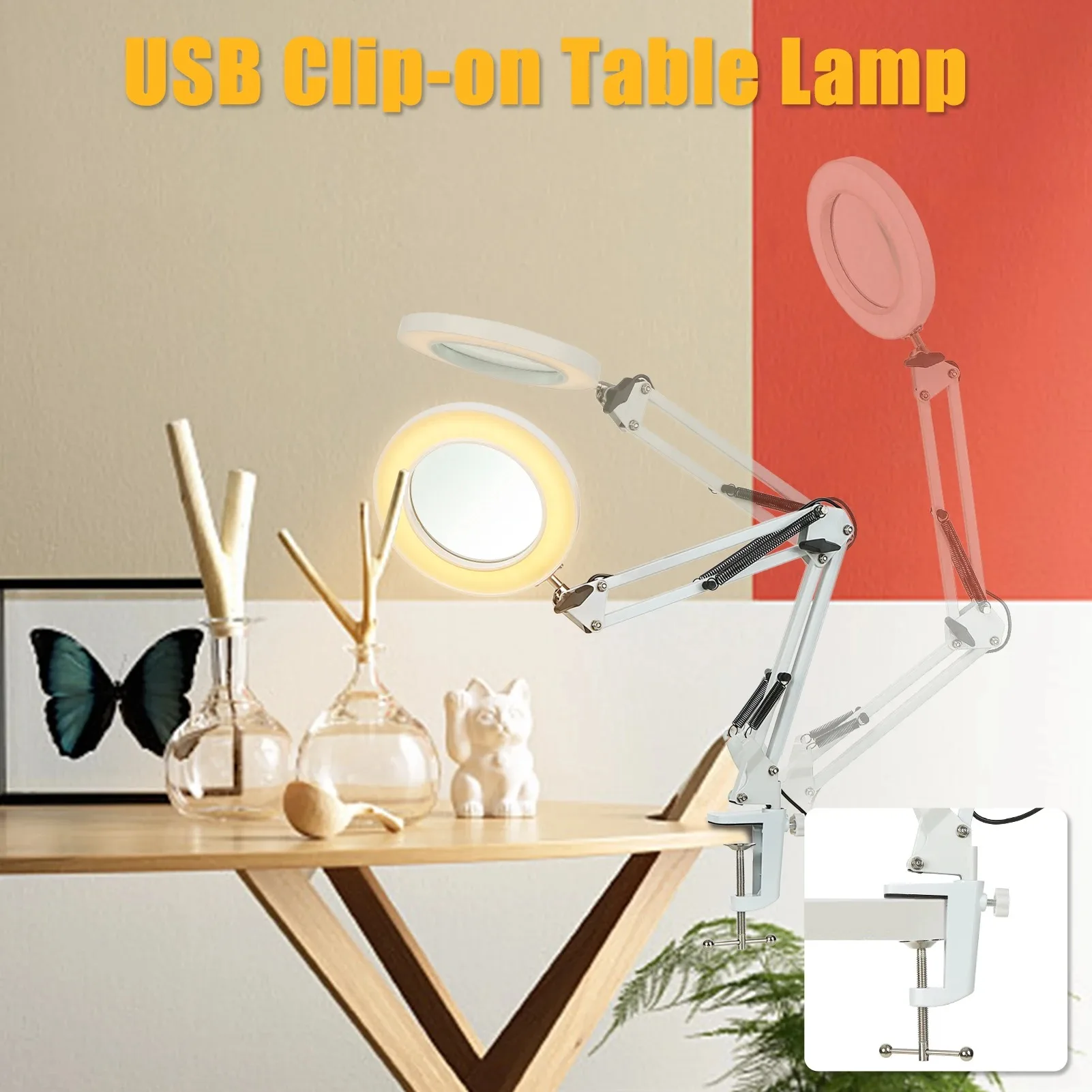 72LED 10X NEW Illuminated Magnifier USB 3 Colors LED Magnifying Glass for Soldering Iron Repair/Table Lamp/Skincare Beauty