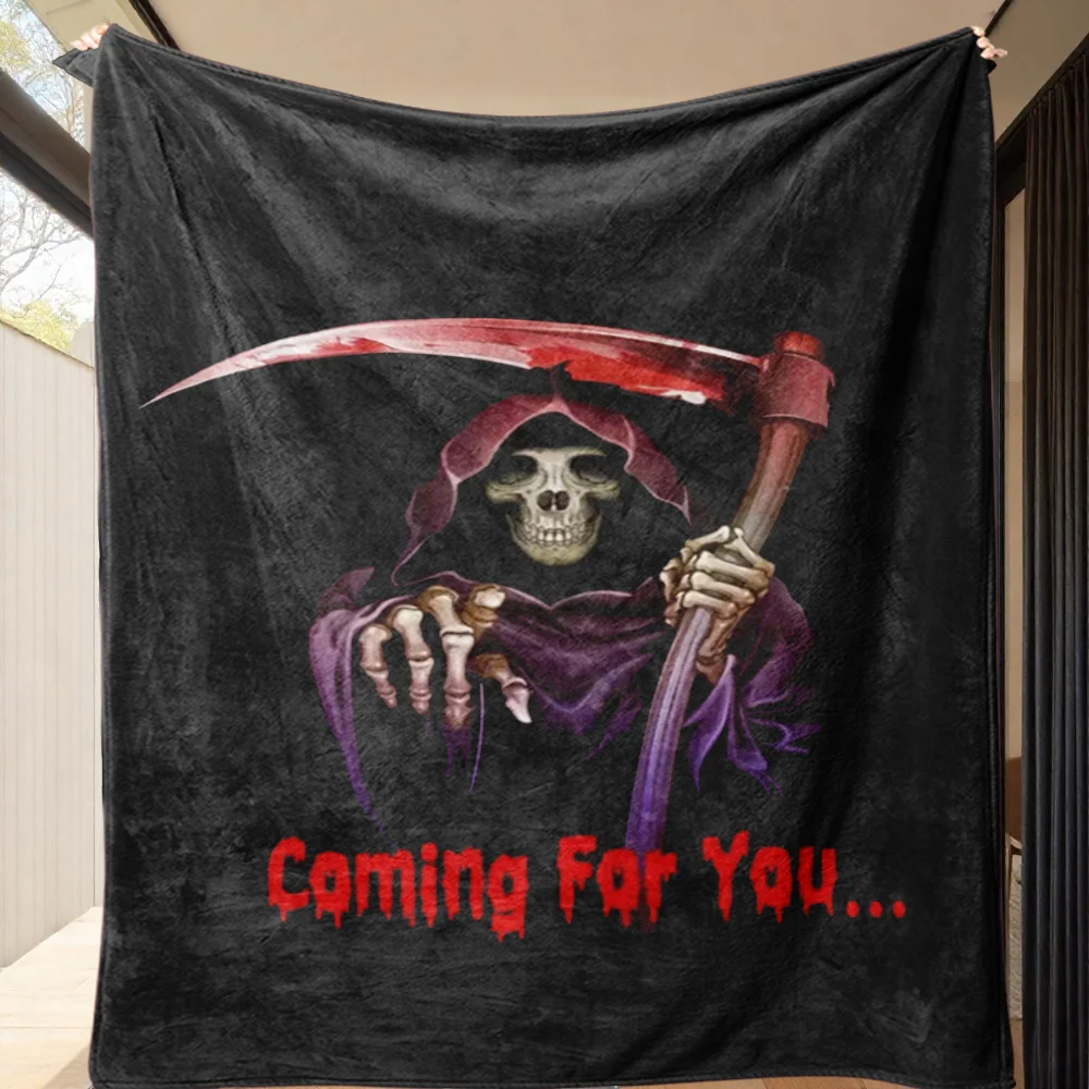 Sickle and Death Symbol Flannel printed blanket suitable for all seasons suitable for living room office sofa and travel