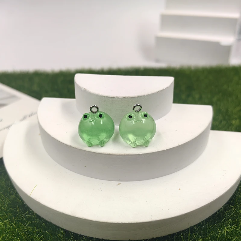 10Pcs Luminous Green Frog Charms for DIY Jewellery Making
