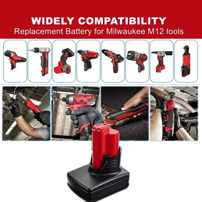 Milwaukee 12V 9,8 Ah batteria al litio, kompatibel mit Milwaukee 12V alimentazione cordless werkzeuge 48-11-2420 48-11-2440 48-11-2402